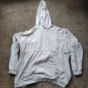 Adidas Hoodie (maternity). Gray and White. Size Large. Tummy Drawstring.